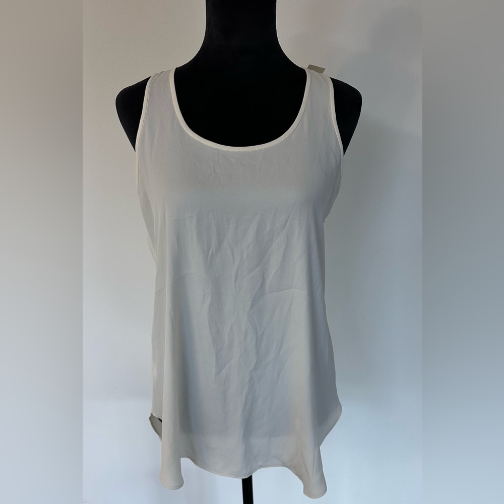LOFT Cream Sleeveless Blouse with Detailed back